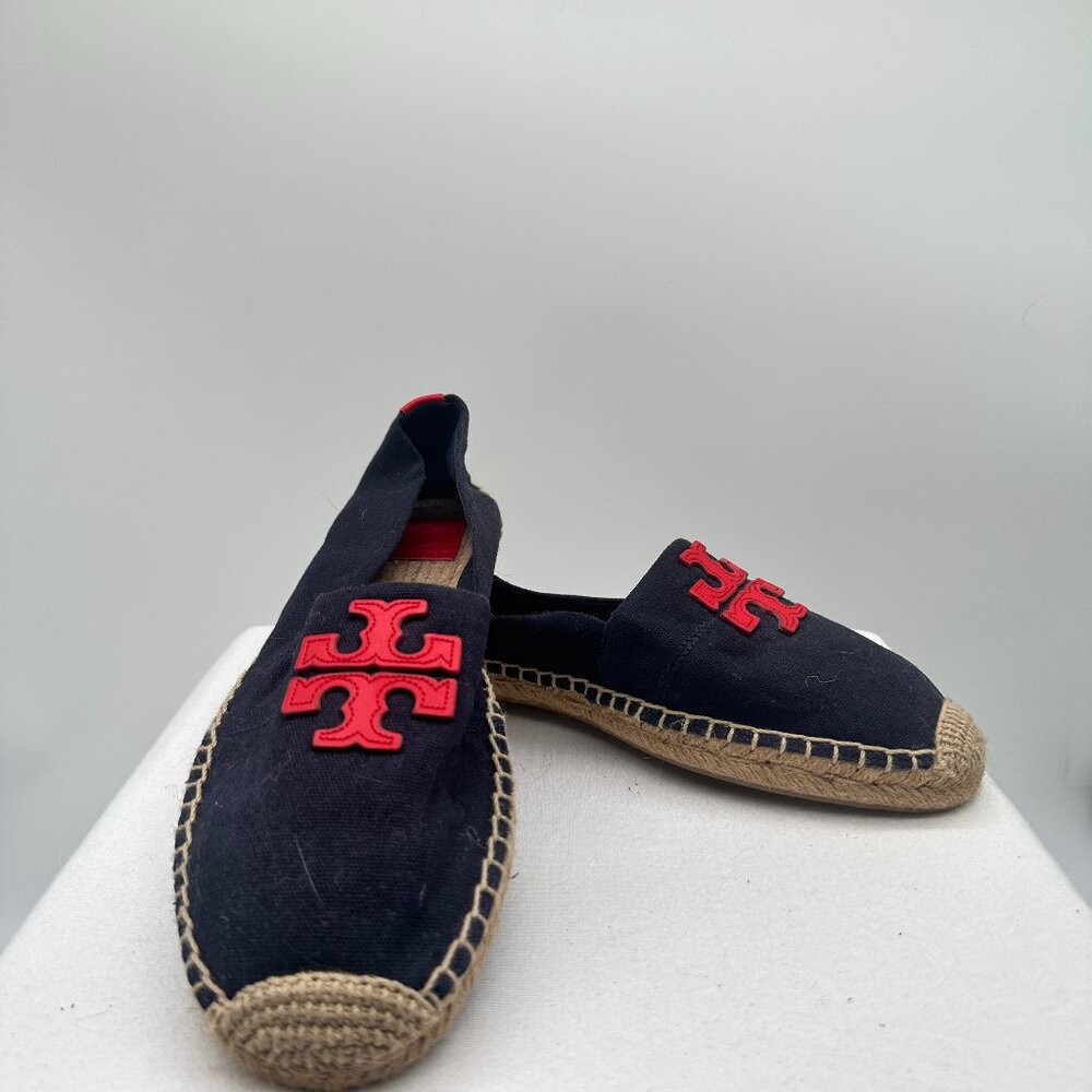 Tory Burch Flat Espadrille Navy & Red, Women's 11